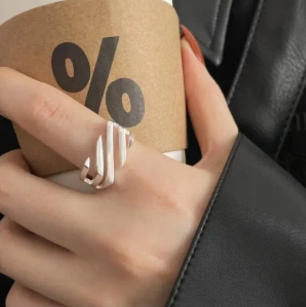 NEW! Silver Plated Simple & Minimalist Geometric Design Women's Ring